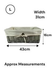 Image of Shallow Driftwood-Wash Wicker Storage Baskets Plain Natural Liner Kitchen Tidy
