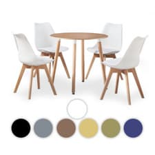 Image of Halo Round Oak Table & Jamie Tulip Lorenzo Dining Chairs | Set of 4 | Dining