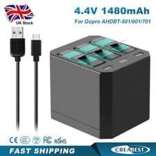 Image of 3Pack AHDBT-501 601 701 Battery +3 Channel Charger For GoPro Hero 8 7 5 6 Black