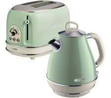 Image of TieDex UK ARIETE ARPK2 Vintage 2-Slice Toaster & Jug Kettle Bundle - Green