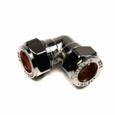 Image of 15mm Chrome Compression Elbow 90° Bend Chrome Plated Plumbing DIY Job Lot