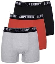 Image of Superdry Boxers 3 Pack Organic Cotton Classic Underwear Shorts Black/Orange/Grey