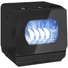 Image of HOMCOM Worktop Dishwasher w/ 4 Place Settings 6 Programs, Black