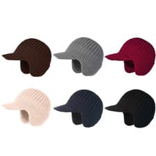 Image of Thermal Fleece Lined Knit Beanies Ear Flap Hat For Winter Outdoor Cold Weather