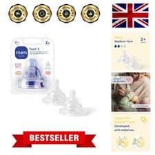 Image of MAM Teats Size 2 | 2 Pack | Medium Flow | Fits All MAM Bottles | Suitable from 2
