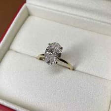 Image of 2.10 TCW Oval Cut Moissanite Solitaire Engagement Wedding Ring 9ct Yellow Gold