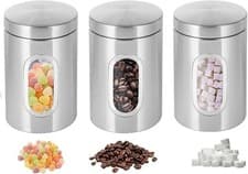 Image of 3 Pack Stainless Steel Kitchen Canisters, Canisters Sets for the Kitchen Accesso