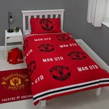 Image of MANCHESTER UNITED FC HONOUR SINGLE DUVET COVER SET RED FOOTBALL BEDDING MAN UTD