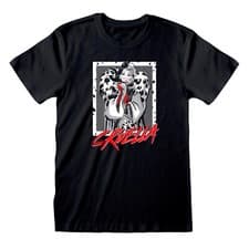 Image of DISNEY 101 DALMATIANS CRUELLA DE VIL FASHION ICON POSE PRINT BLACK T-SHIRT