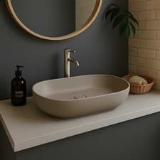 Image of RAK Feeling Oval Countertop Wash Basin 550mm Wide - Matt Cappuccino