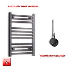 Image of 600 mm High 450 mm Wide Black Heated Towel Rail Radiator Designer Bathroom Rad