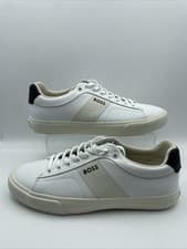 Image of HUGO BOSS AIDEN WHITE/ BEIGE TRAINERS UK 8/ EU 42 BNWOB