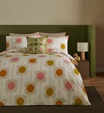Image of Orla Kiely Abacus Flower 100% Cotton Duvet Cover Set In Sunrise