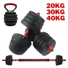 Image of Exersci Adjustable Dumbbell Barbell Weights Set 20-40kg with Kettlebell Option