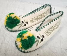 Image of Minas Traditional Greek Woollen Slippers with Non Slip Leather Sole NEW