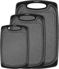 Image of Chopping Board Set of 3 Small to Large Chopping Boards Kitchens Non-Slip Black