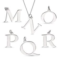 Image of Personalised Sterling Silver Initial, alphabet, block letters, silver necklace,