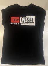 Image of Diesel Black Short Sleeve T-Shirt Big Graphic Print, Size Medium