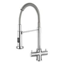 Image of Franke Varzo Pull Out Mono Mixer Chrome Kitchen Tap Twin Lever Quarter Turn