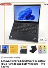 Image of Lenovo ThinkPad T490, 14.1" Laptop, i5-8265U, 8GB RAM, 256GB SSD, Windows 11 Pro