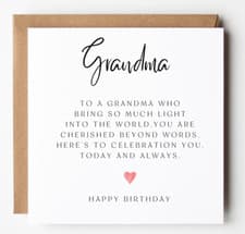 Image of Grandma Poem Birthday Card, Message Birthday Card, Pink Heart,