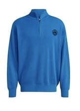 Image of adidas MEN'S BLUE VERSION Club Knit Sweater JUMPER Pullover Blue Large BNWT L