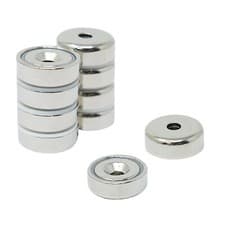 Image of Neodymium N42 Countersunk Pot Magnet - 20mm dia x 7mm thick x 4mm - 13.2kg Pull