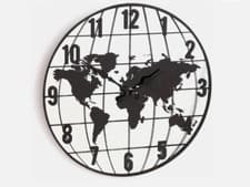Image of Travel World Map Design Large Numerals Time Display Indoor Mirrored Wall Clock