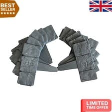 Image of 10 Pack Dark Grey Cobbled Stone Effect Lawn Edging - Simply Hammer-In 5 Meter