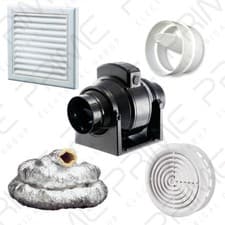 Image of Manrose MF100T In-Line Extractor Fan with Timer 100mm/4" Grille / Duct Options