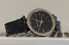 Image of michael kors mk3322 darci gold tone black stainless steel ladies watch 18cm fit