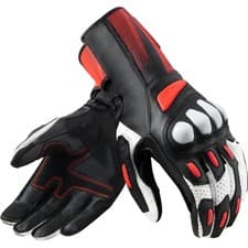Image of Rev'it Metis 2 Leather Motorcycle Motorbike Gloves - Black / Neon Red