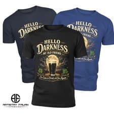 Image of Funny Hello Darkness My Old Friend T Shirt Mens Beer Lover Guinness Style Tee