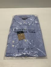 Image of Charles Tyrwhitt Ocean Blue Mini Gingham Non Iron Slim Fit Shirt Size Large