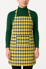 Image of Kitchen Apron | Yellow Check Pollycotton | Cooking Baking Catering Unisex Adult