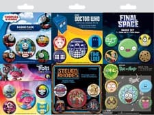 Image of BADGE 5 PACK TROLLS THOMAS DOCTOR WHO STEVEN RHODES FINAL SPACE RICK & MORTY