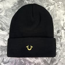 Image of True Religion Horseshoe Beanie Mens Black One Size #REFA2