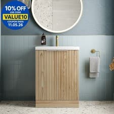 Image of Bathroom Vanity Unit Basin Sink Free Standing 600mm Door Cabinet Storage Wood