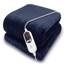 Image of Heated Throw Soft Fleece Electric Blanket Navy Blue 160x120cm 9 Heat & Timer