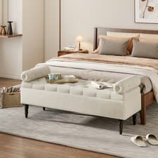 Image of Modern Storage Ottoman Chest Box Pouffe Bench Linen Bedroom Bed End Window Seat