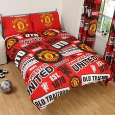 Image of Manchester United FC Patch Double Duvet Cover Bedding Set Gift Official Licensed