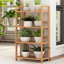 Image of 4 Layer Wooden Bamboo Bathroom Kitchen Shelf Storage Rack Unit Book Plant Stand