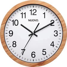Image of Nuovo 10 Inch Wooden round Wall Clock Silent & Non-Ticking Retro Wall Clock