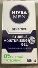 Image of Nivea Men Sensitive Stubble Moisturising Gel 0% Alcohol Old Stock Imperfect Box