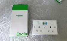 Image of RCD Double Socket. 2 Gang. White. Schnieder. New. Never Used.