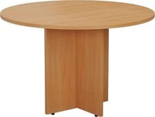 Image of Round Beech Meeting Table – Heavy Duty 110cm Conference Desk for Office Spaces