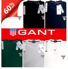 Image of GANT Mens T Shirt Slim Fit Crew Neck Cotton Short Sleeve Designer NWT M L XL XXL