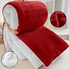Image of Reversible Sherpa Blanket Fluffy Warm Soft Large Sofa Bed Fleece Throw Blanket