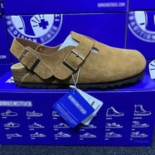 Image of Birkenstock Taupe Suede Leather Boston Soft Footbed UK SIZE