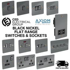 Image of CED Black Nickel Switches & Sockets Flat Range - Axiom Electrical Flatplate